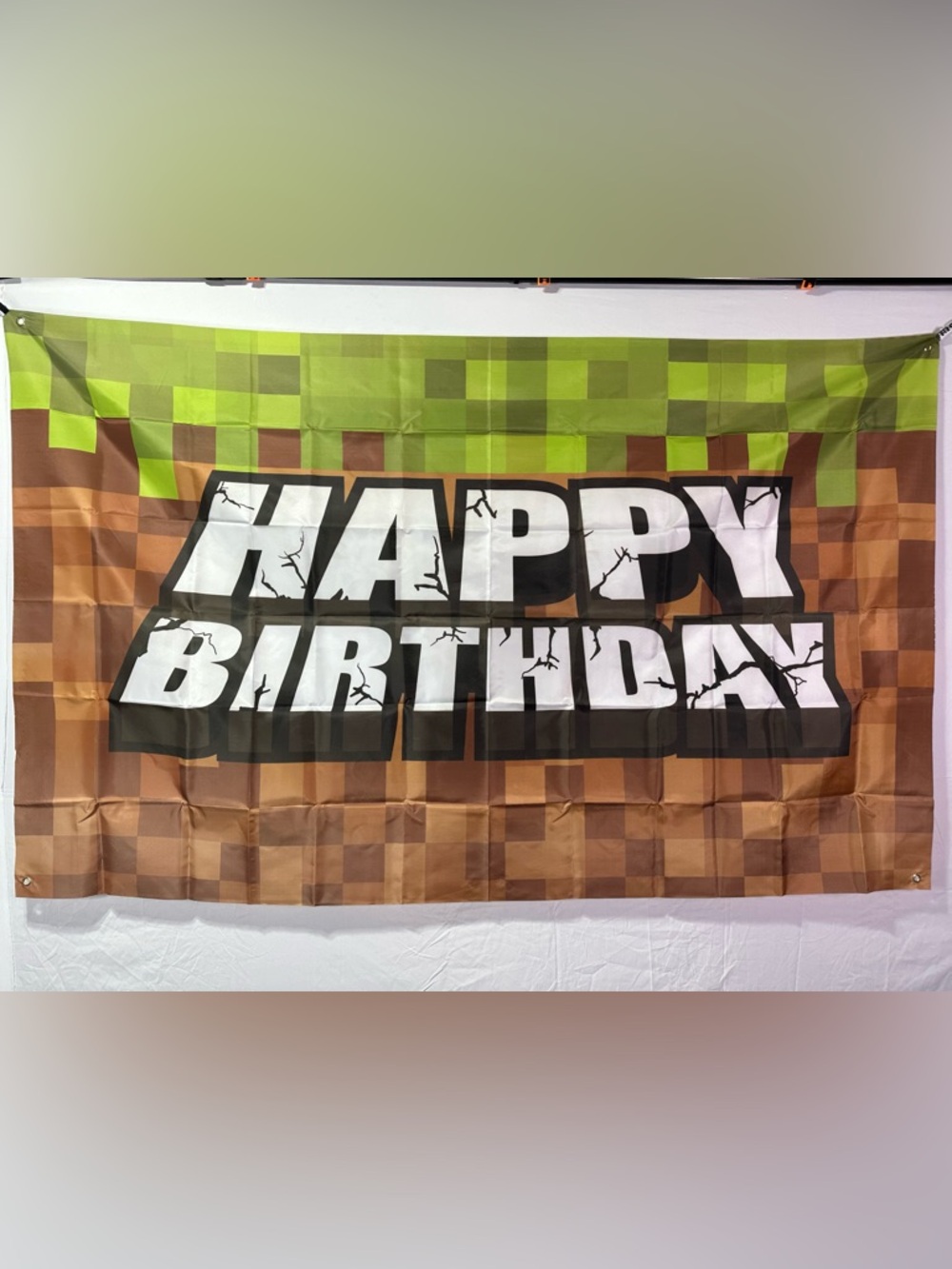 Minecraft Theme Happy Birthday Backdrop Banner 6x4Ft.
